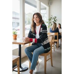 Womens Sonia Rykiel Christmas Cashmere Cardigan Sweater 5-Button Size 38/6‎ EUC